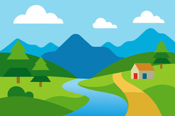 Obraz premium landscape with mountains and clouds