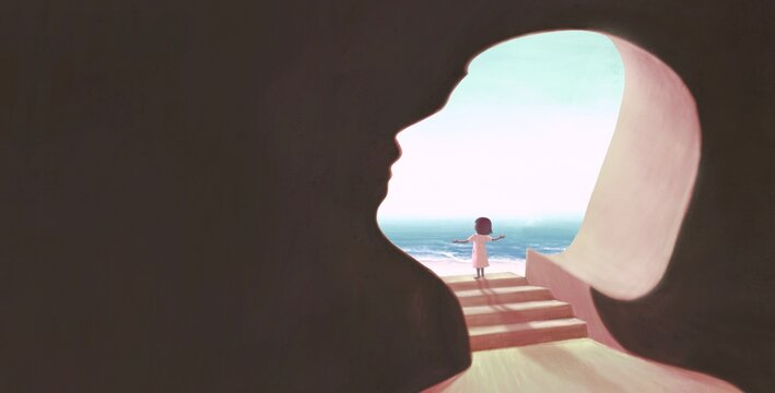 Dream and hope of girl. concept art