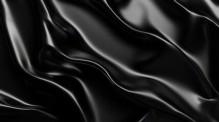 Obraz premium Shiny black background design and 3D Plastic Wrap with Folded Creases Background 