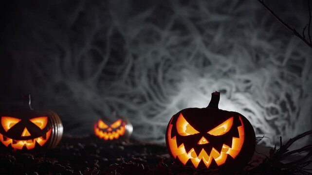 halloween pumpkin night scary animation looping video animated background