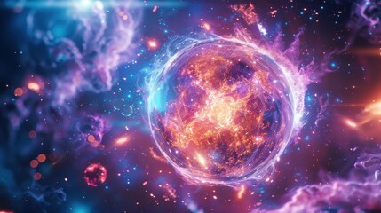 Obraz premium Stunning Cosmic Explosion in Space with Vibrant Colors and Ethereal Light Effects Capturing the Beauty of the Universe