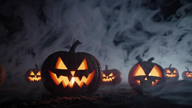 halloween pumpkin night scary animation looping video animated background