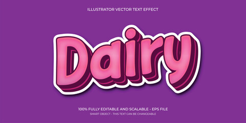 3D Dairy Fresh Text Effect with Bold Typography Design for Milk and Food Branding