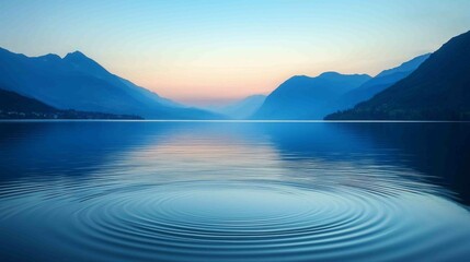 Obraz premium Serene Lakeside Scene with Gentle Ripples and Mountain Reflection