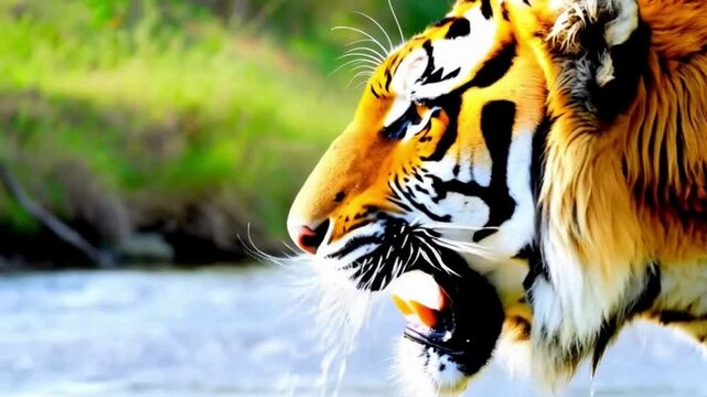 A Tiger Prowling Through Tall Grass, Ready to Hunt premium supper resolution 4k video footage.

