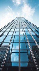 Obraz premium Sleek High-Rise Condominium Tower Viewed from Below Against Sky