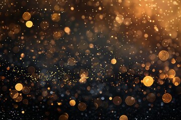 Warm golden bokeh lights on dark background. Neural network AI generated