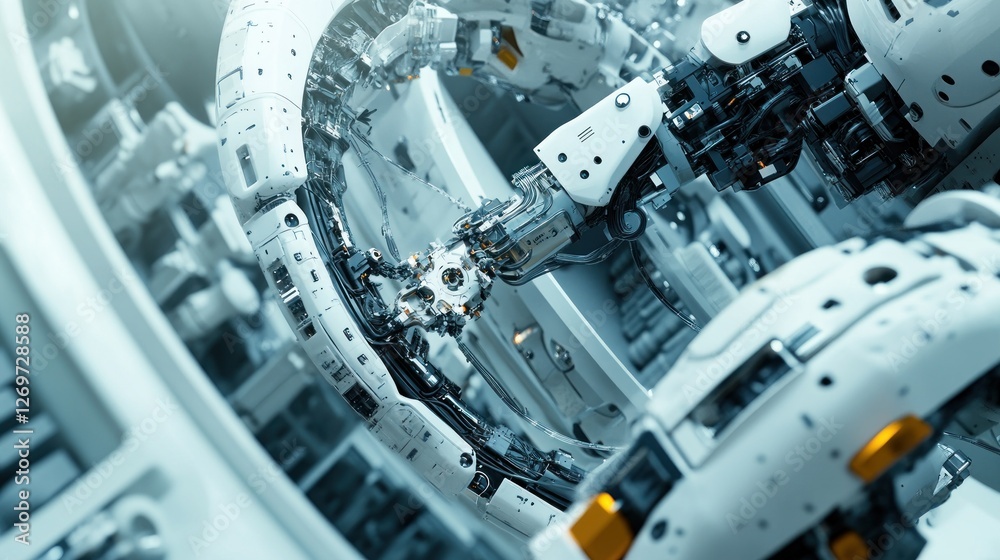 Poster Advanced Robotic Arms Assemble Complex Mechanism