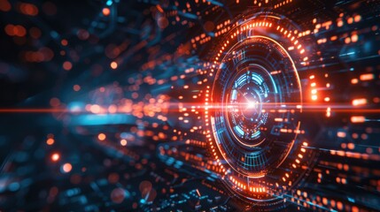 Fototapeta premium Futuristic Digital Science Concept with Glowing Elements and Visual Circuit Patterns for High-Tech Backgrounds