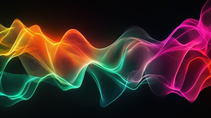 Obraz premium Abstract Colorful Waves Flowing Across Dark Background