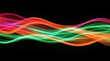 Naklejka premium Abstract Colorful Wavy Light Streaks On Black Background
