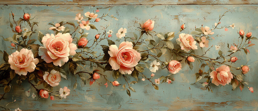Papier peint floral shabby chic haute r&eacute;solution