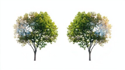 Obraz premium Two vibrant trees symbolize the harmony between nature and our efforts in environmental conservation, emphasizing the importance of recycling for a greener planet