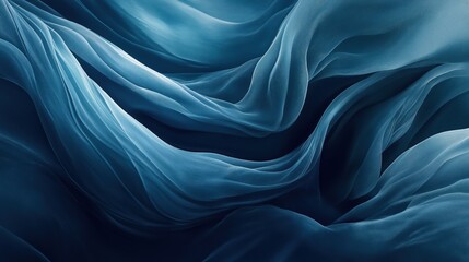 Obraz premium Elegant flowing blue fabric waves creating a smooth and ethereal texture