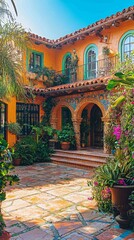 Naklejka premium Vibrant and Colorful Mediterranean Home with Ornate Details