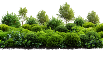 Garden Landscape Design Lush Green Foliage, Vibrant Springtime Plants for Nature Themes, isolated on transparent background.