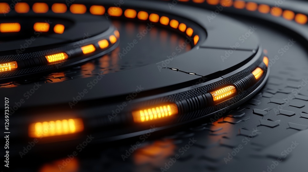 Poster an illuminated rj45 ethernet cable close-up, set against a dark digital environment with luminous da