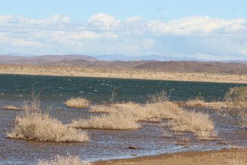 View of Ouarzazate Lake, Barrage El Mansour Eddahbi