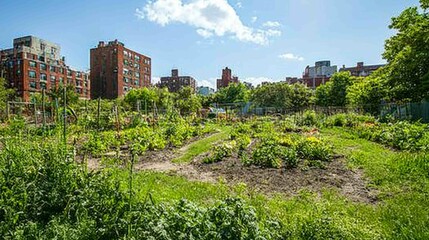 Vibrant Urban Garden Scene on Reclaimed Land in an Intimate Setting