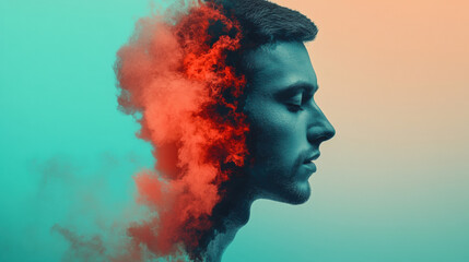 Two human, A high-fidelity image of a burning silhouette transforming into ash, showcasing contrast and detail.