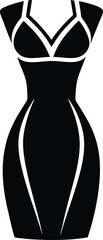 Body con dress silhouette vector illustration.