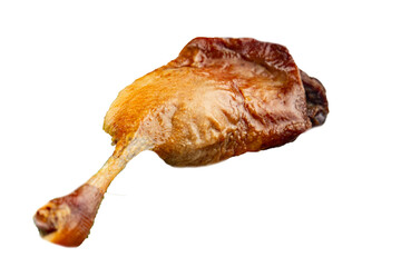 Duck leg confit baked bird meat fresh tasty food dish delicious gourmet food background on the table rustic food top view copy space