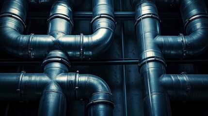 Abstract Composition of Overlapping Air Pipes in Industrial Setting