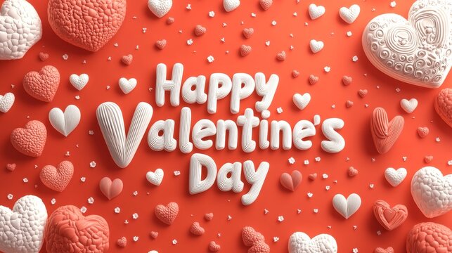 A Valentine's Day card with a minimalist design, showcasing floating hearts and cursive "Happy Valentine's Day" text on a smooth red gradient background, focusing on simplicity and love