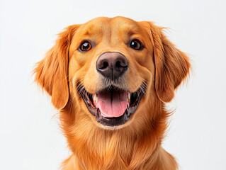 Fototapeta premium A cheerful Golden Retriever dog, with a bright smile and expressive eyes, radiating happiness and positive energy on a sunny day.