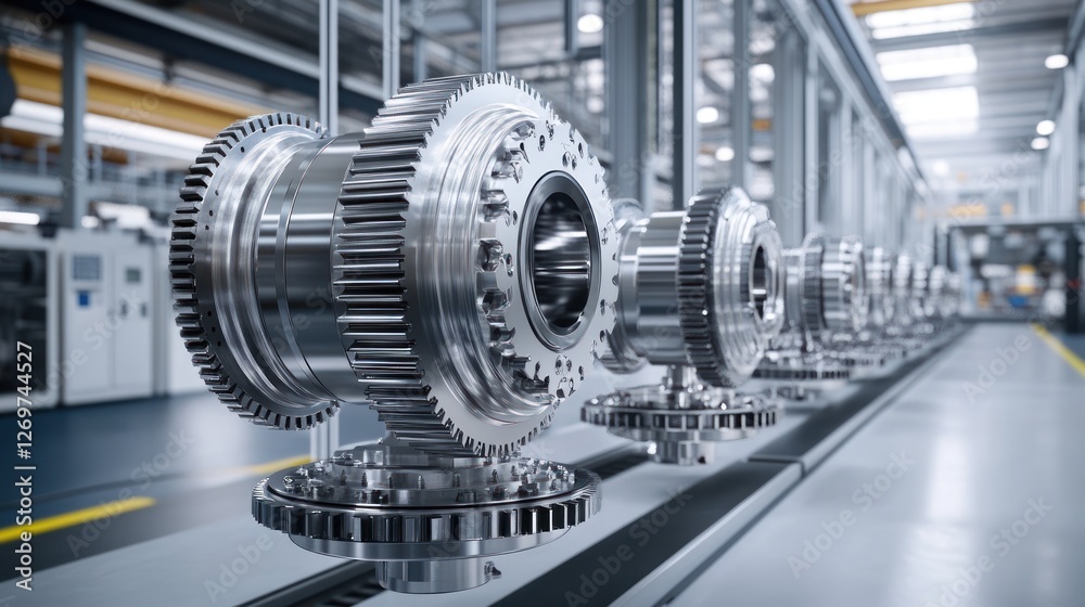 Poster Precision Engineered Gears On Assembly Line