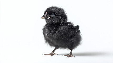 Fototapeta premium Black chicken collection (portrait, profile, standing), animal bundle isolated on a white background as white jpg.