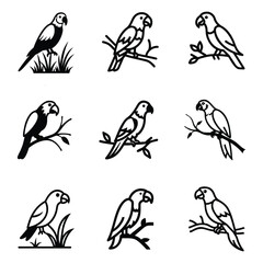 Parrot Silhouette Set.