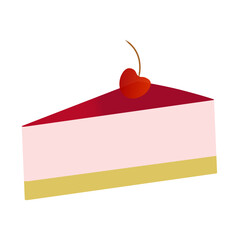 Cheesecake  with cherry, food illustration, eps 10