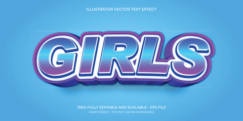 3D Gradient Text Effect for Girls