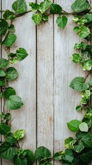 Greenery framing weathered wood
