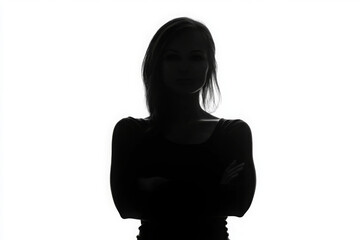 silhouette of a pensive woman on a white background   © elmaslouhi
