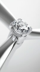 Stunning Diamond Ring Close-Up:  A Sparkling Jewel in Silver Setting