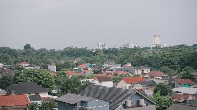Urban Residential Area on Overcast Day, Bogor Cityscape Perspective