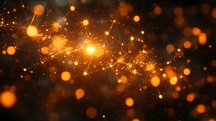 Fototapeta premium Luminous Interconnectivity, Abstract Network of Golden Light Points