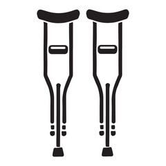Crutches Pair Vector Illustration Silhouette For Physical Therapy Graphics