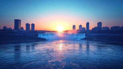 Obraz premium Niagara Falls sunrise cityscape skyline view