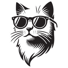 Hipster Cat with Sunglasses Vector Illustration for Trendy Designs