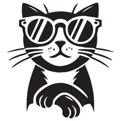 Charming Cat with Sunglasses Illustration for Stylish Designs
