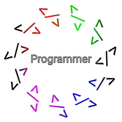 Programmer Word with </> in Circular Form PNG with Transparent Background