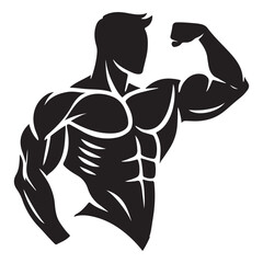 Strong Man Muscle Bodybuilding Vector Silhouette Illustration Graphic