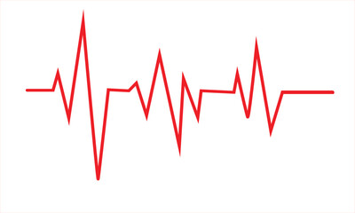Heart beat graph in red color. Heart pulse, heartbeat lone, cardiogram. Heartbeat design vector. World heart day concept. Red heartbeat line icon on white background.