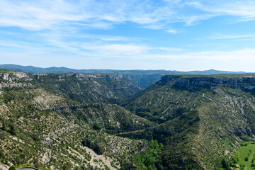 Obraz premium The Navacelles cirque in Europe, France, Occitanie, Herault, Saint Maurice Navacelles, in summer, on a sunny day.