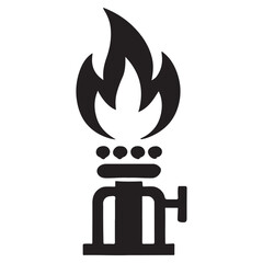 Portable Gas Stove Burner with Flame Silhouette Vector Illustration