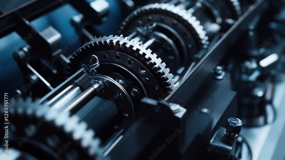 Poster close up detailed view of intricate machine gears