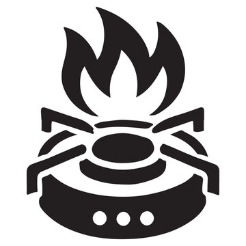black camping stove with flames clip art preview